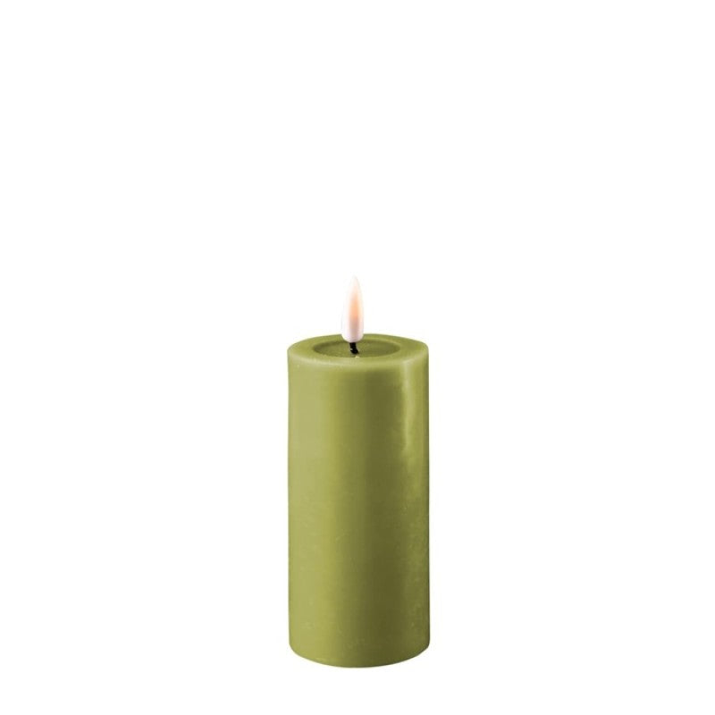 LED Pillar Candle - Olive