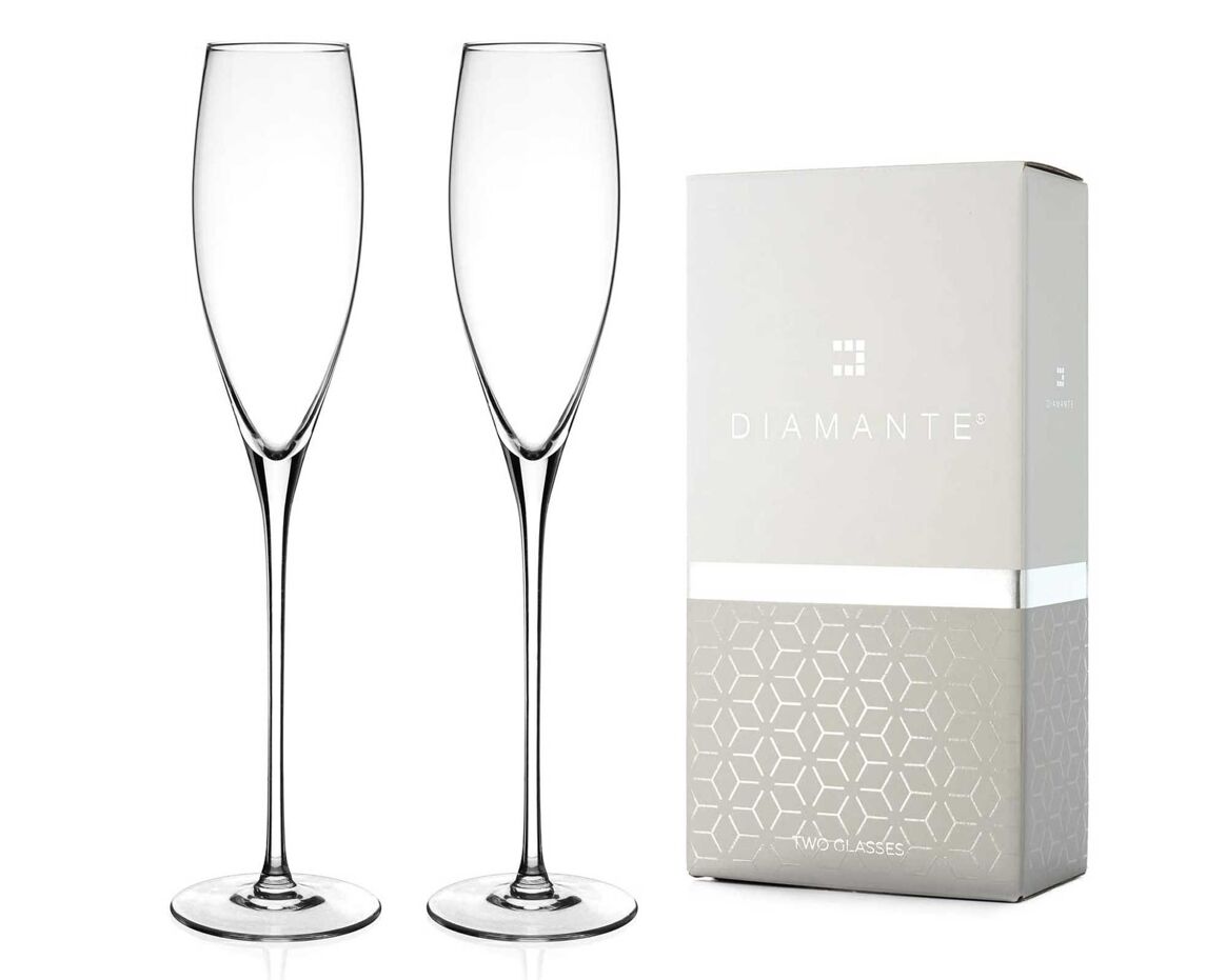 Two Crystal Champagne Flutes – Elegance Collection