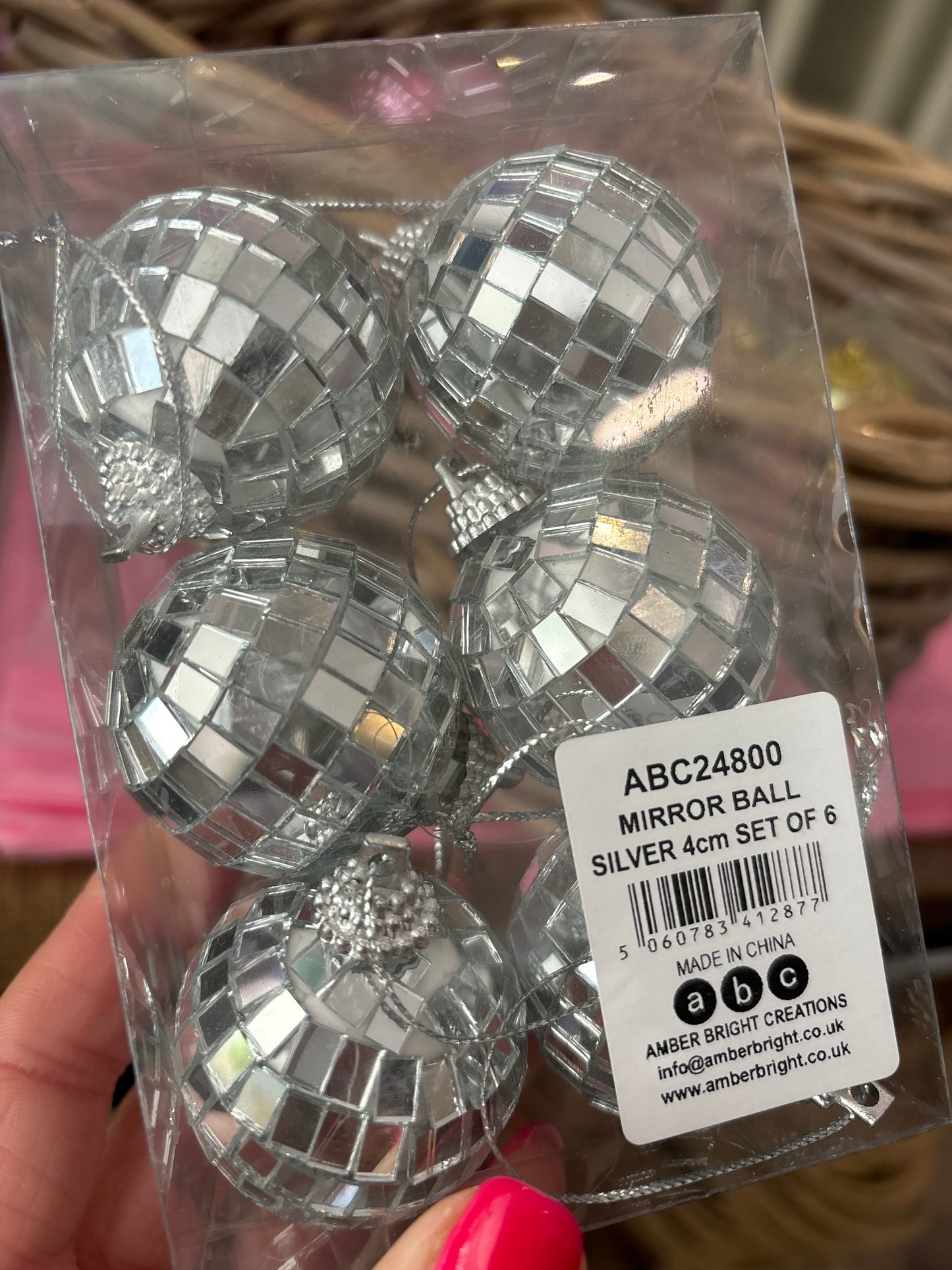 Mirror Balls - set of 6, Silver