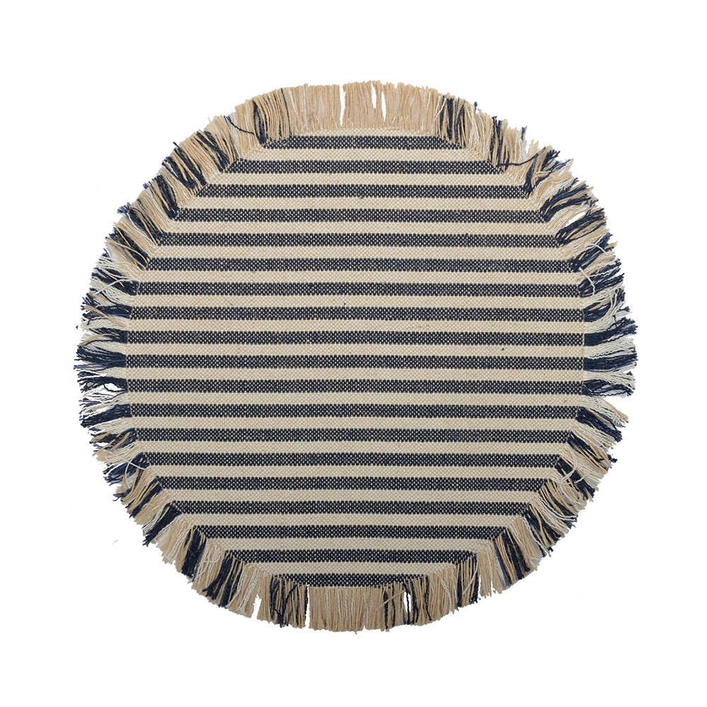 Blue Stripe Jute Mat