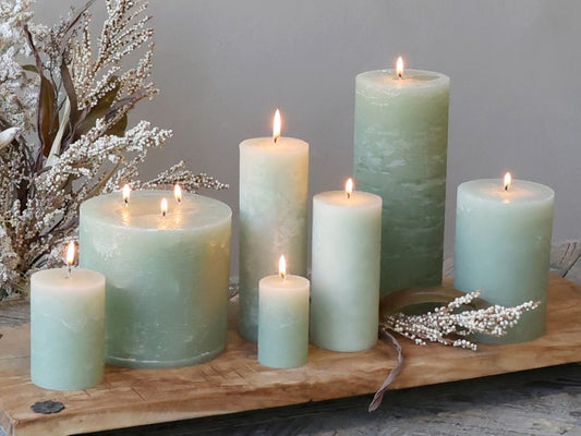 Macon Pillar Rustic Wax Candles - Verte