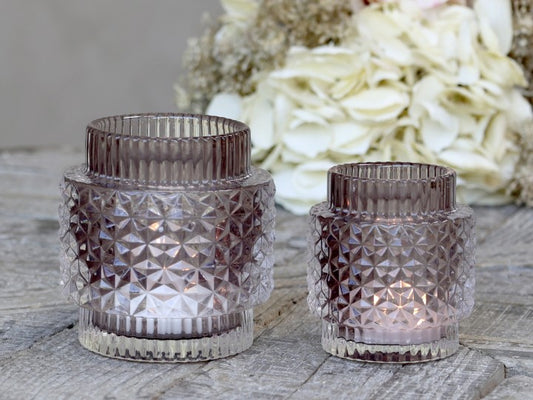 Tealight Holder with Pattern - Taupe