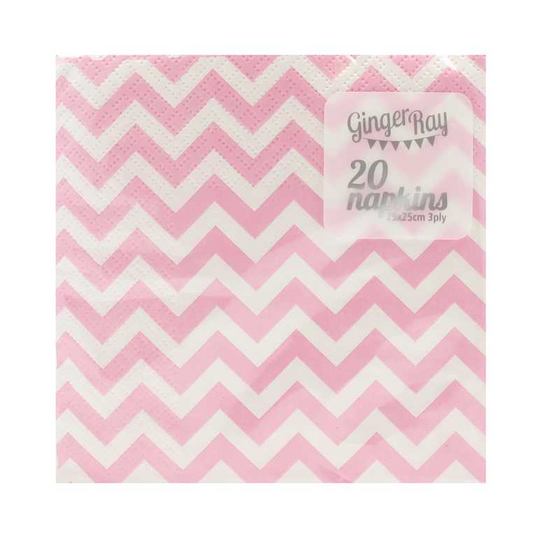 Pink Chevron Napkins - Set of 20