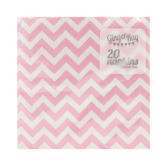 Pink Chevron Napkins - Set of 20
