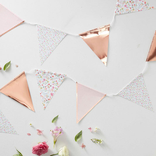 Rose Gold Floral Party Flag Bunting
