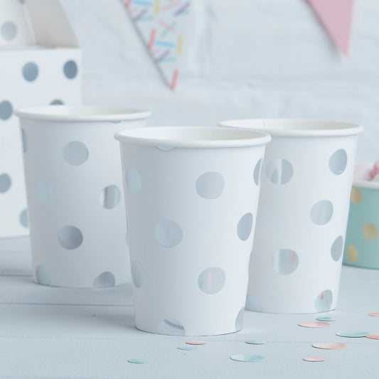 Silver Spot Paper Cups - Set of 8
