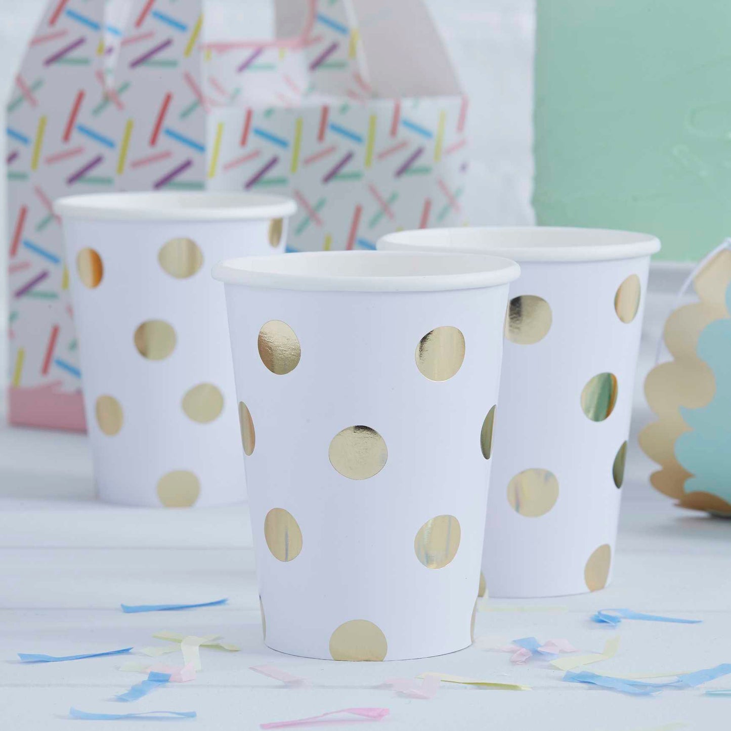 Gold Spot Paper Cups - Set of 8