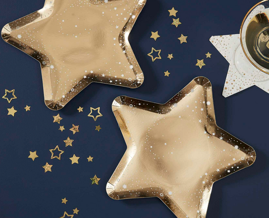 Gold Star Shaped Paper Plates - Set of 8