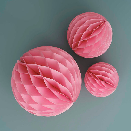 Honeycomb Balls, Set of 3 - Light Pink