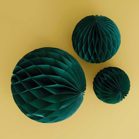 Honeycomb Balls, Set of 3 - Green