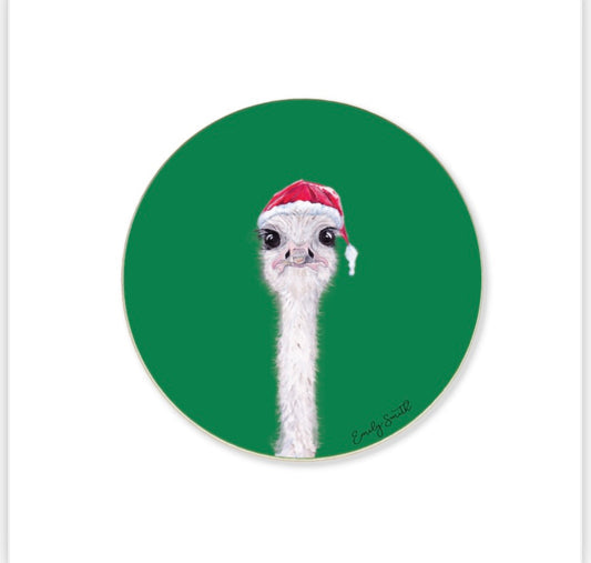Emily Smith Coaster -Christmas Ostrich