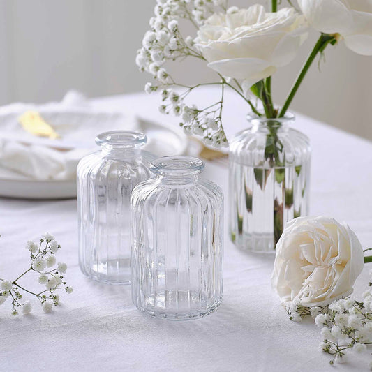 Clear Glass Bud Vases - Set of 3