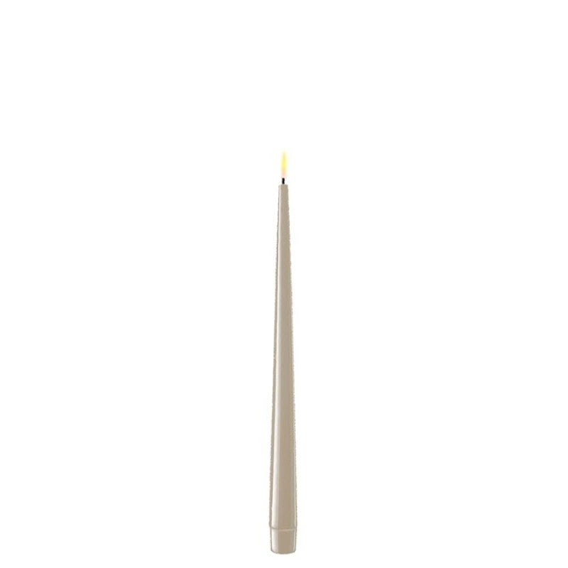 Tapered shiny dinner candles LED (set of 2) - Sand