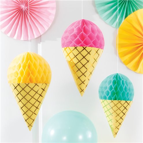 Ice Cream Honeycomb Hanging Cutouts