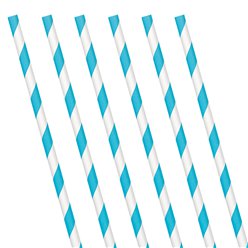 Turquoise Stripe Paper Straws