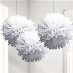 White Pom Pom Pack - 40cm, set of 3