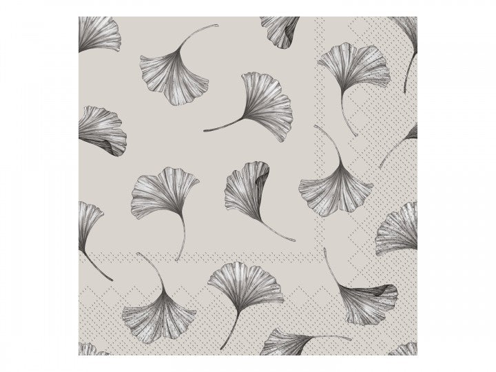 Napkin w. leaves grey