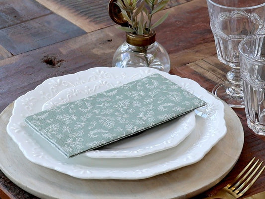 Napkin with leaves - Green