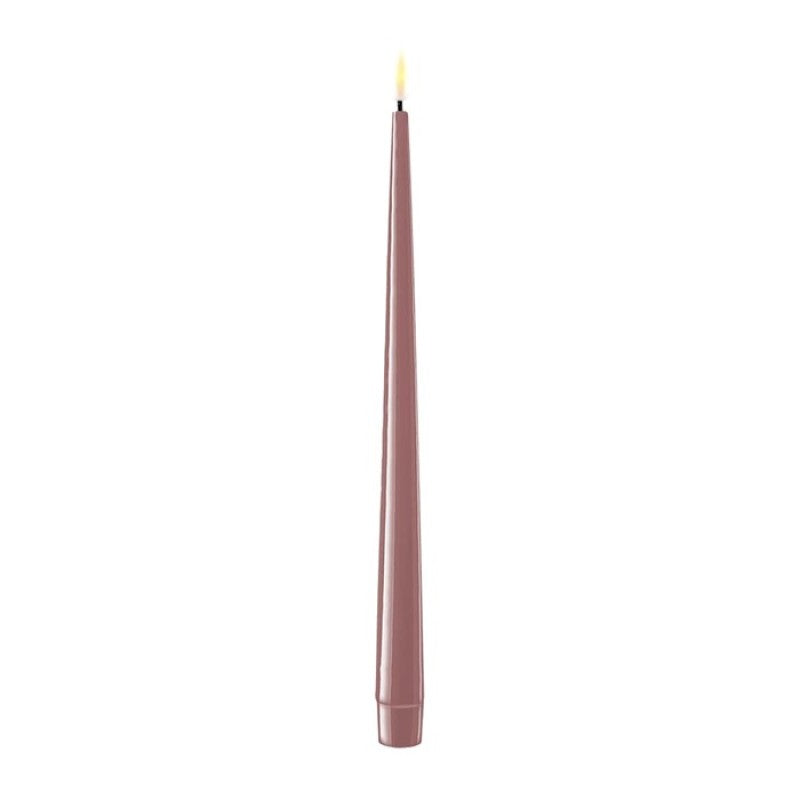 Tapered shiny dinner candles 28cm (set of 2) Purple