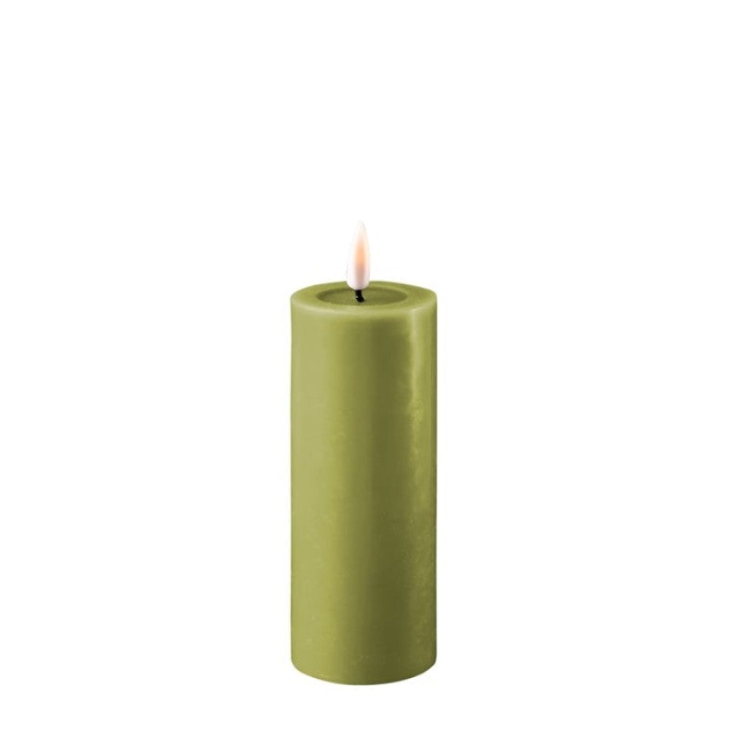 LED Pillar Candle - Olive