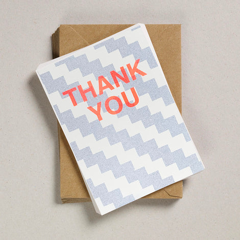 Thank you cards, Blue stripe - Set of 12