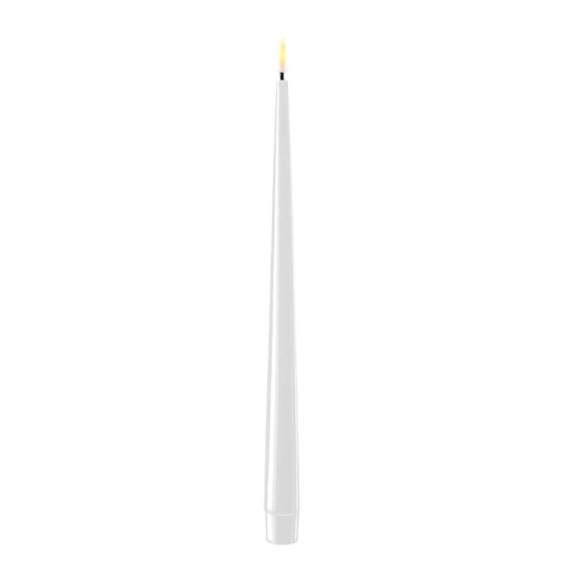 Tapered shiny dinner candles LED (set of 2) - White