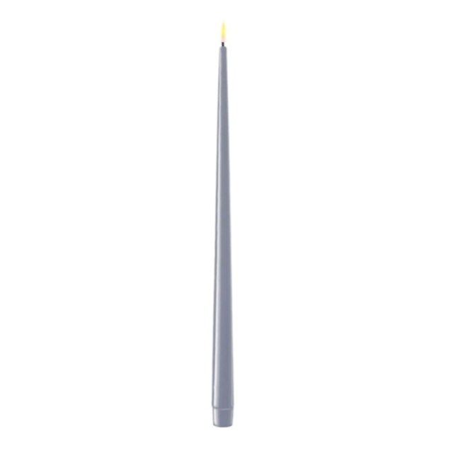 Tapered shiny dinner candles LED (set of 2) - Dust Blue