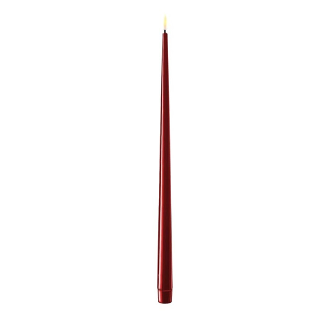 Tapered shiny dinner candles LED (set of 2) - Bordeaux Red