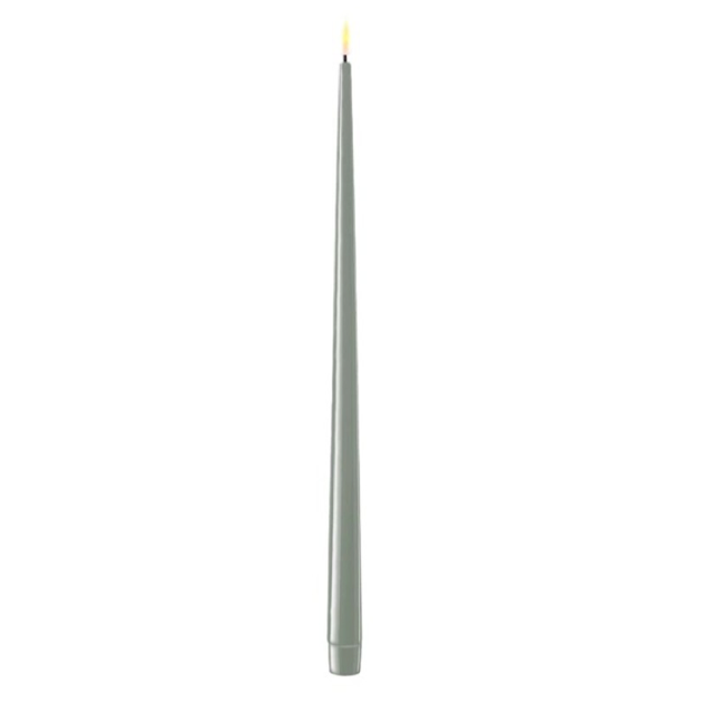 Tapered shiny dinner candles LED (set of 2) - Salvie Green