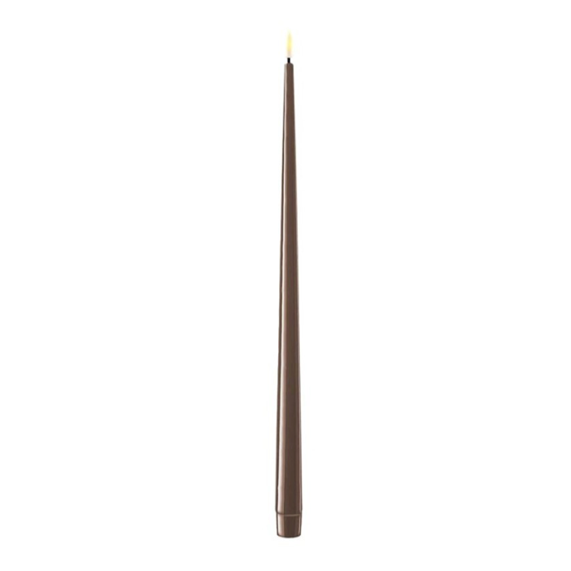 Tapered shiny dinner candles LED (set of 2) - Mocca