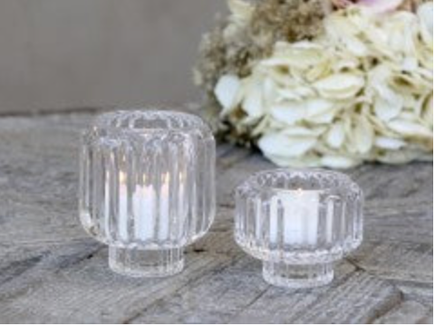 Tealight/Dinner candle Holder with grooves clear (Large)