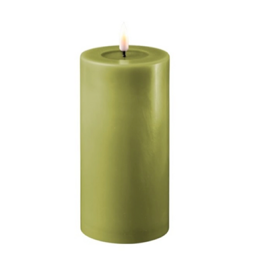 LED Pillar Candle - Olive