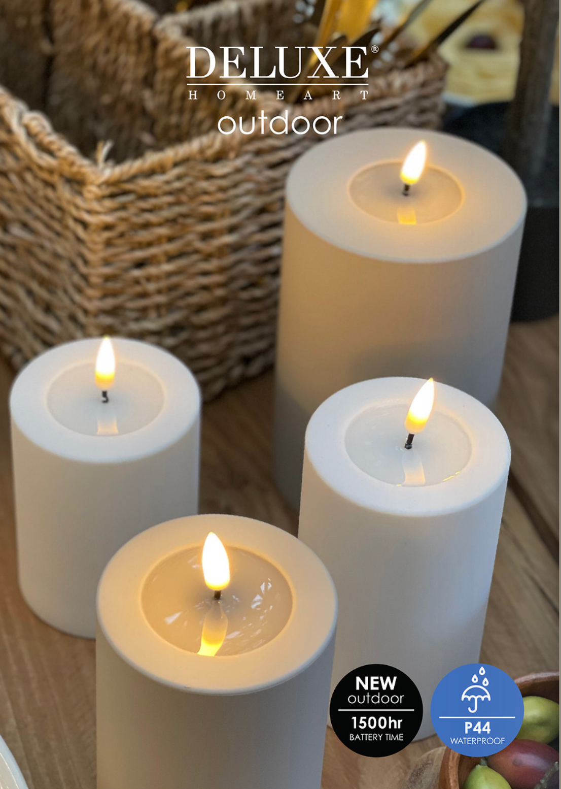 LED Outdoor Pillar Candle - Sand