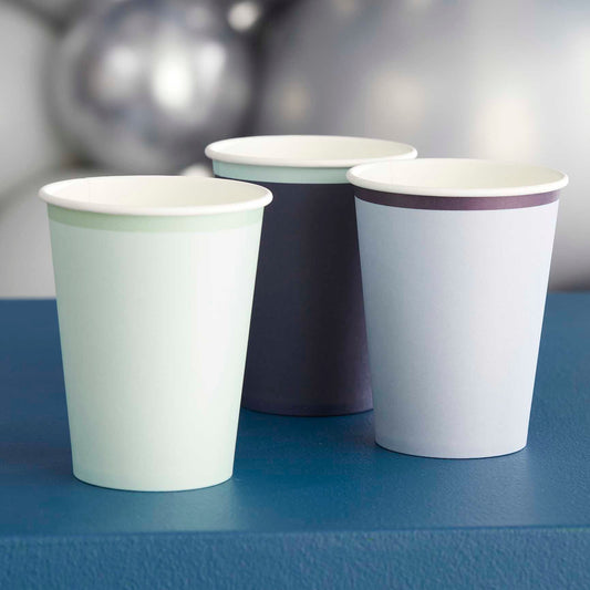 Blue mixed paper cups