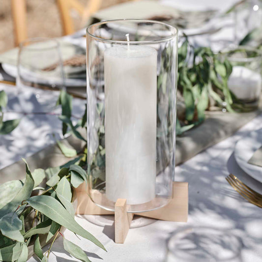 Glass Candle Holder with wooden stand